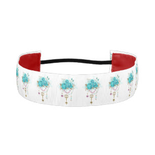 Turquoise Roses with Keys Athletic Headband