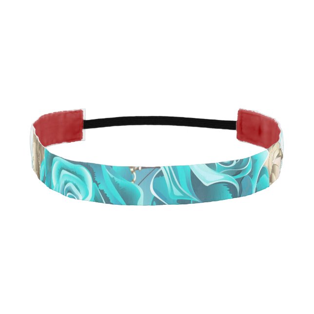 Turquoise Roses with Keys Athletic Headband (Front)