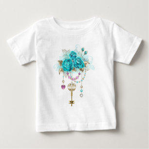 Turquoise Roses with Keys Baby T-Shirt