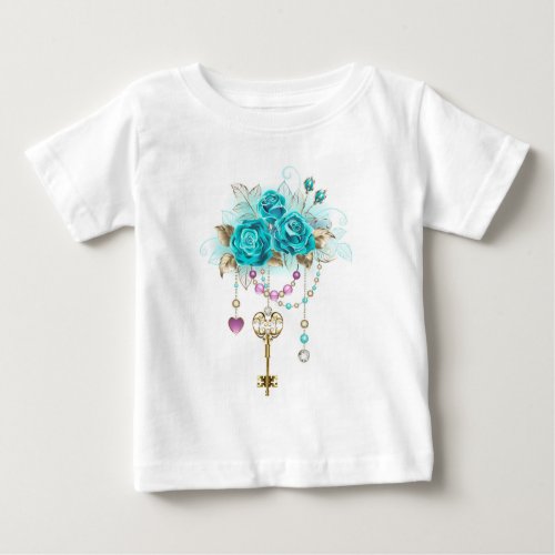 Turquoise Roses with Keys Baby T_Shirt