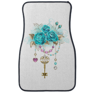 Turquoise Roses with Keys Car Floor Mat