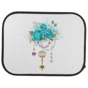 Turquoise Roses with Keys Car Floor Mat