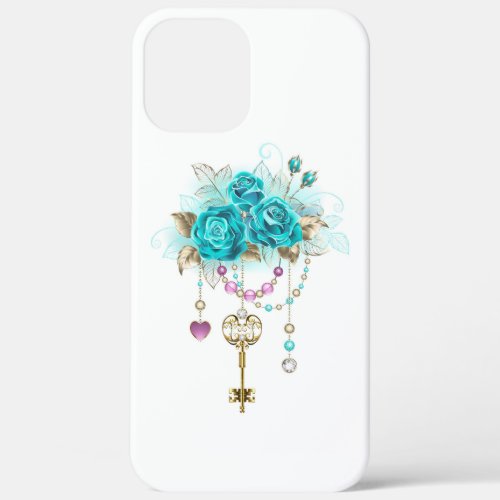 Turquoise Roses with Keys iPhone 12 Pro Max Case