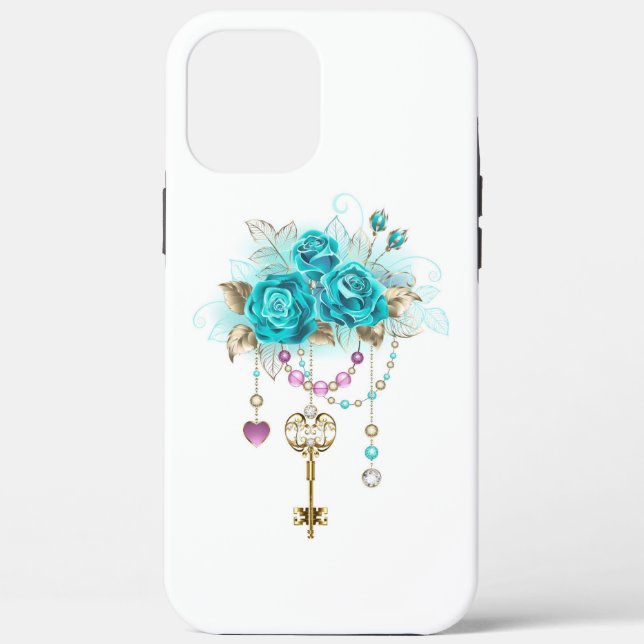 Turquoise Roses with Keys Case-Mate iPhone Case (Back)