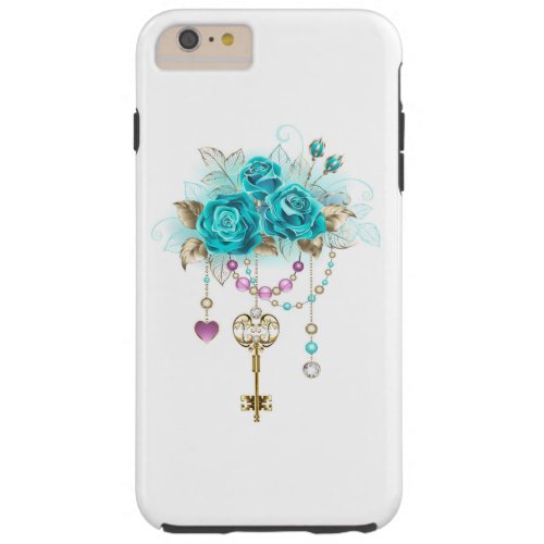 Turquoise Roses with Keys Tough iPhone 6 Plus Case