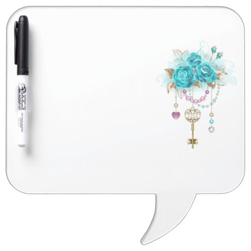 Turquoise Roses with Keys Dry Erase Board