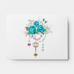 Turquoise Roses with Keys Envelope