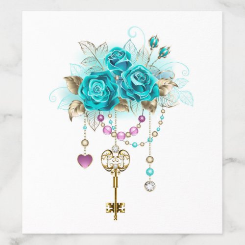 Turquoise Roses with Keys Envelope Liner