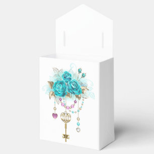 Turquoise Roses with Keys Favor Boxes