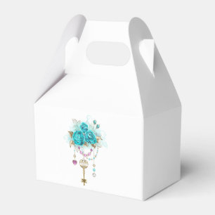 Turquoise Roses with Keys Favor Boxes