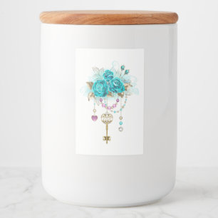 Turquoise Roses with Keys Food Label