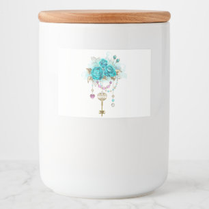 Turquoise Roses with Keys Food Label