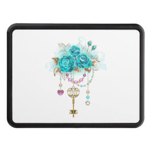Turquoise Roses with Keys Hitch Cover