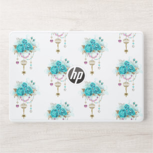 Turquoise Roses with Keys HP Laptop Skin