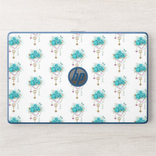 Turquoise Roses with Keys HP Laptop Skin