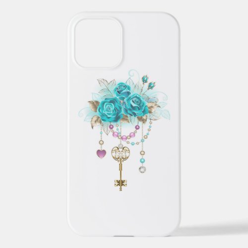 Turquoise Roses with Keys iPhone 12 Case