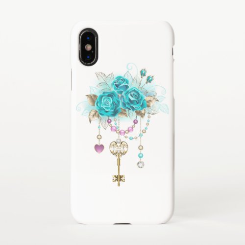 Turquoise Roses with Keys iPhone XS Case