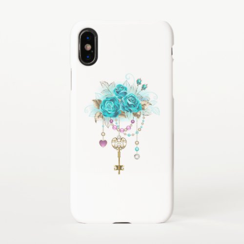 Turquoise Roses with Keys iPhone X Case