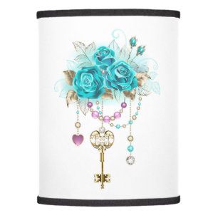 Turquoise Roses with Keys Lamp Shade