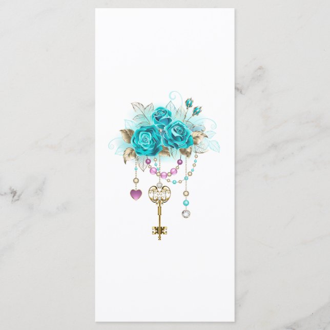 Turquoise Roses with Keys Menu (Front)