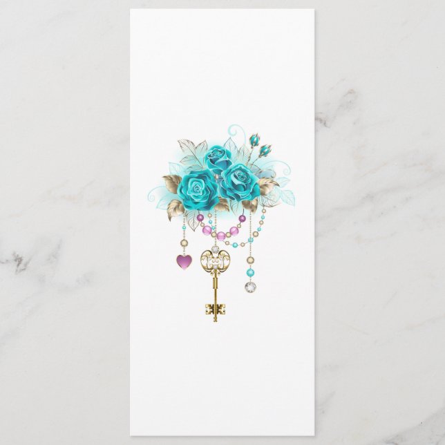 Turquoise Roses with Keys Menu (Front)