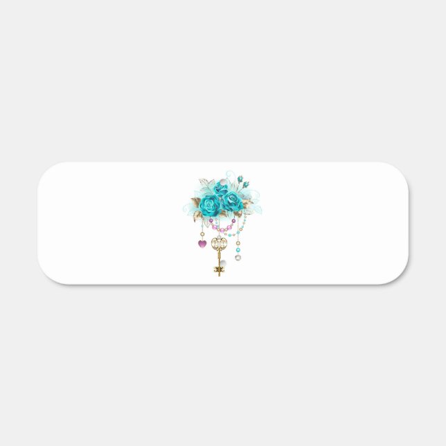 Turquoise Roses with Keys Metal Sign (Front)