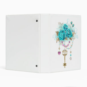 Turquoise Roses with Keys Mini Binder