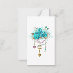 Turquoise Roses with Keys Note Card