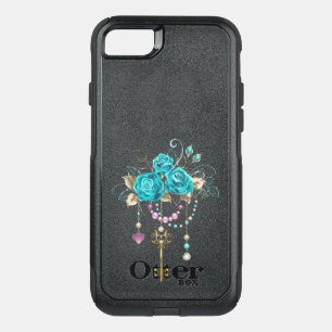 Turquoise Roses with Keys OtterBox Commuter iPhone SE/8/7 Case