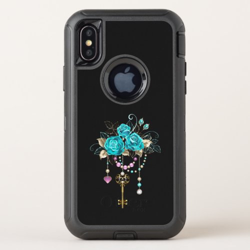 Turquoise Roses with Keys OtterBox Defender iPhone X Case