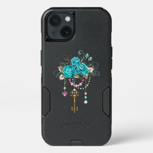 Turquoise Roses with Keys iPhone 13 Case