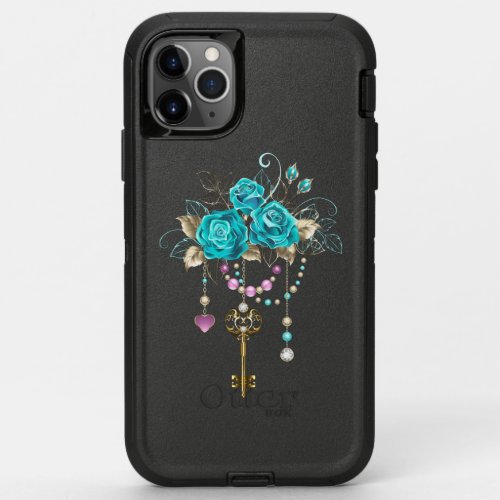 Turquoise Roses with Keys OtterBox Defender iPhone 11 Pro Max Case
