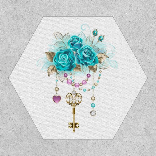 Turquoise Roses with Keys Patch