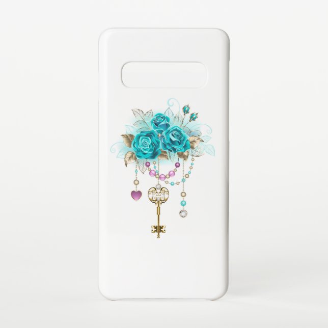 Turquoise Roses with Keys Samsung Galaxy Case (Back)