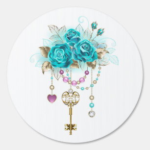 Turquoise Roses with Keys Sign