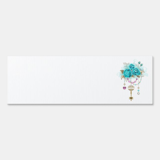 Turquoise Roses with Keys Sign (Front)