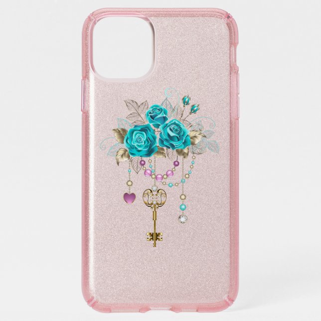 Turquoise Roses with Keys Speck iPhone 11 Pro Max Case (Front)