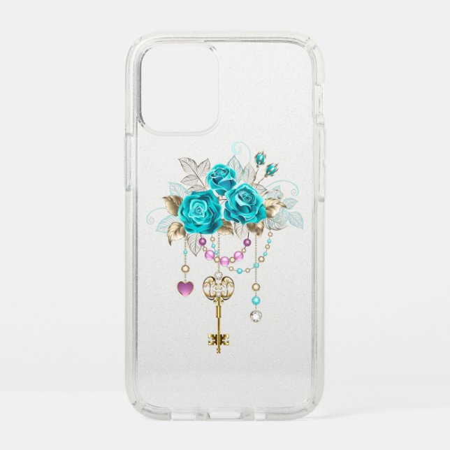 Turquoise Roses with Keys Speck iPhone 12 Mini Case (Front)