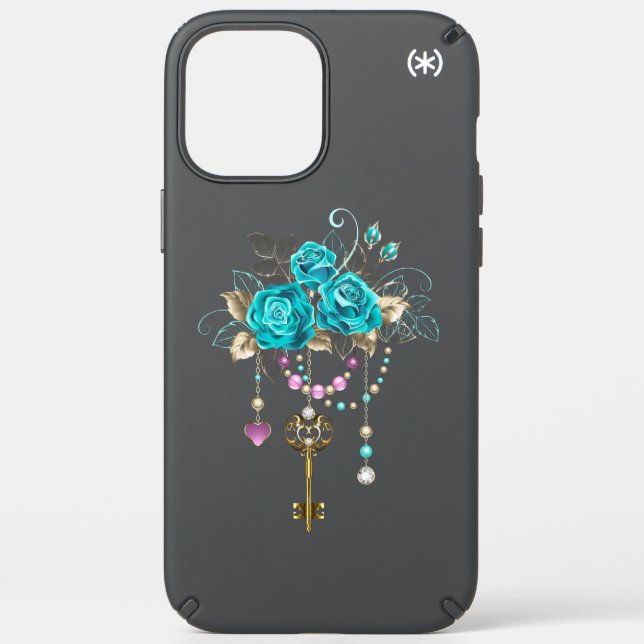 Turquoise Roses with Keys Speck iPhone 12 Pro Max Case (Front)