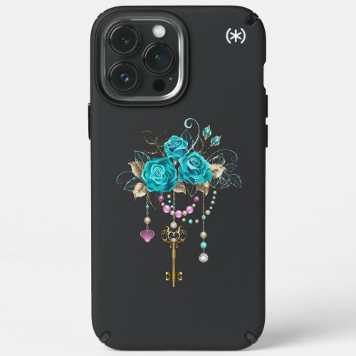 Turquoise Roses with Keys Speck iPhone 13 Pro Max Case