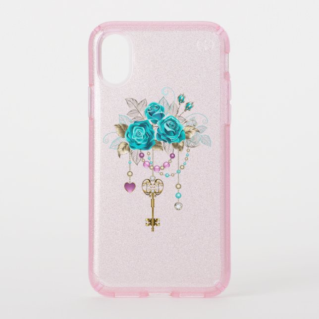 Turquoise Roses with Keys Speck iPhone XS Case (Front)
