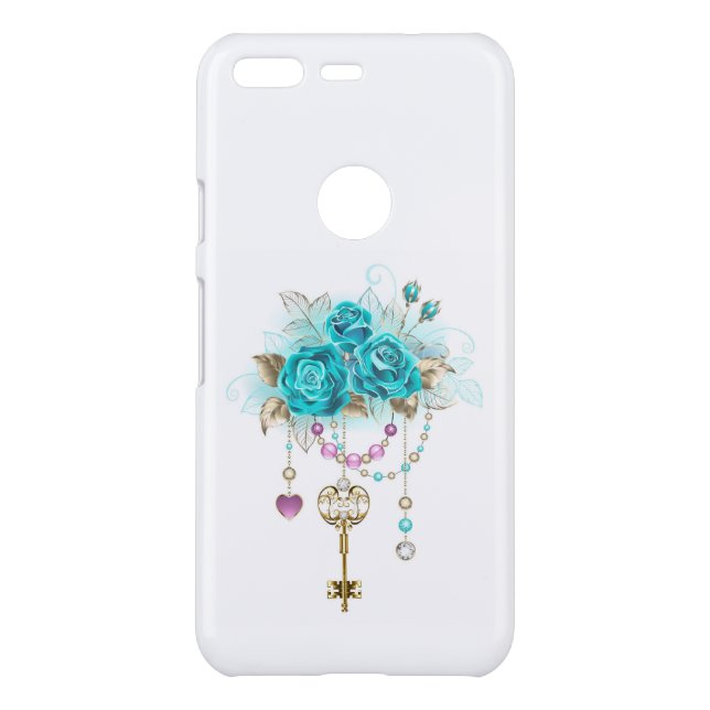 Turquoise Roses with Keys Uncommon Google Pixel Case (Back)