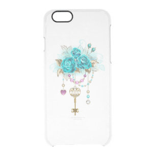 Turquoise Roses with Keys Clear iPhone 6/6S Case