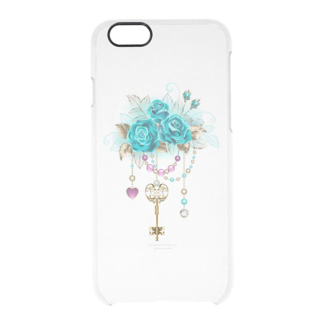 Turquoise Roses with Keys Uncommon iPhone Case (Back)