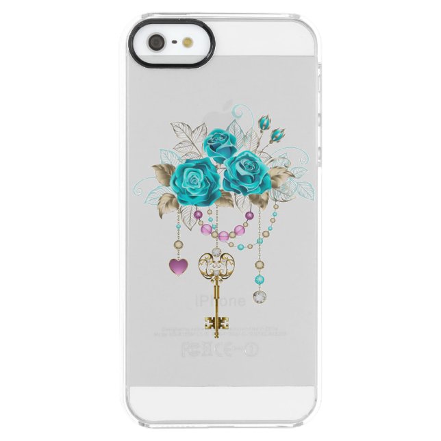 Turquoise Roses with Keys Uncommon iPhone Case (Back)