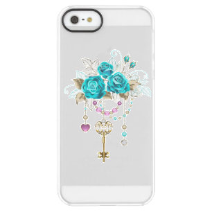 Turquoise Roses with Keys Permafrost iPhone SE/5/5s Case