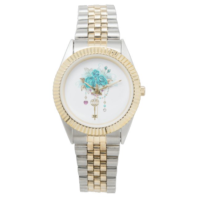 Turquoise Roses with Keys Watch (Front)