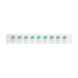 Turquoise Roses with Keys Wrap Around Address Label
