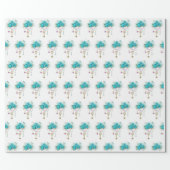 Turquoise Roses with Keys Wrapping Paper (Flat)
