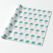 Turquoise Roses with Keys Wrapping Paper (Unrolled)